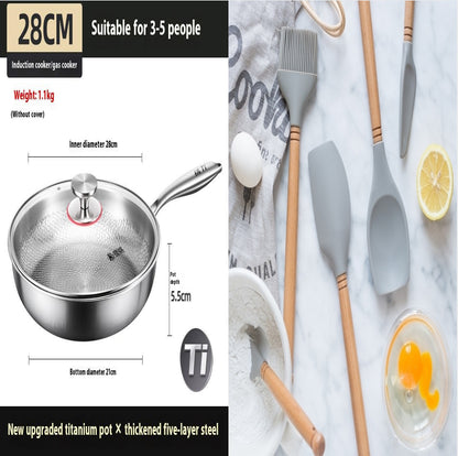 Pure Titanium Frying Pan - Uncoated Non-Stick Cookware with Glass Lid