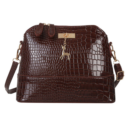 Shell-Shaped PU Leather Crossbody Bag - Large Capacity Solid Color Shoulder Bag