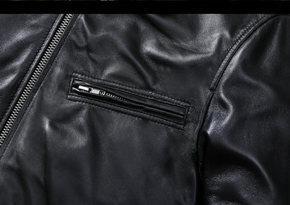Top Layer Sheepskin Genuine Leather Men's Jacket - Fitted Casual Style