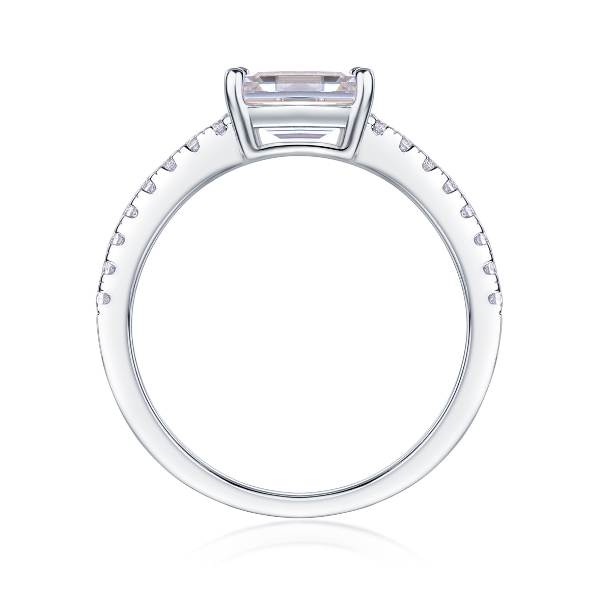 Octagonal Moissanite Ring in S925 Sterling Silver with Platinum Plating