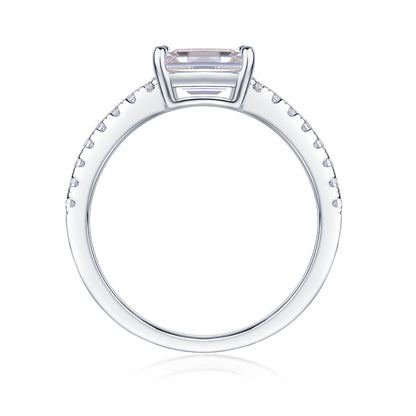 Octagonal Moissanite Ring in S925 Sterling Silver with Platinum Plating
