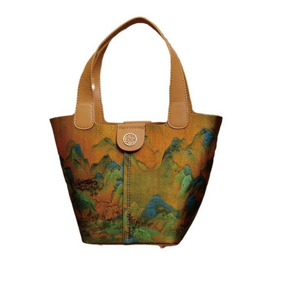 Premium Silk Basket Bag - Traditional Chinese Style Clutch with Tassel