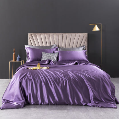 Luxe Washed Silk 4-Piece Bedding Set - 100% Mulberry Silk European-Style with Duvet Cover, Sheet, and Pillowcases