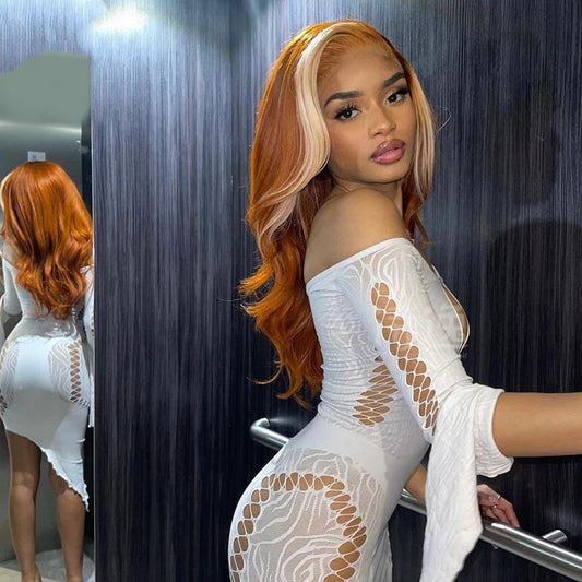 4x4 Human Hair Lace Closure Wig - Highlight 613 Blonde Medium Length
