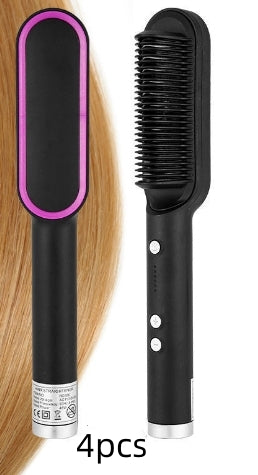 2-in-1 Hair Straightener & Curling Comb | Tourmaline Ceramic | Negative Ion Electric Hair Brush