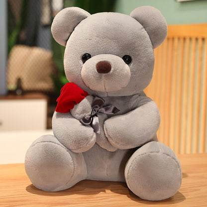Rose Teddy Bear Plush Toy - Soft Stuffed Animal Pillow Gift