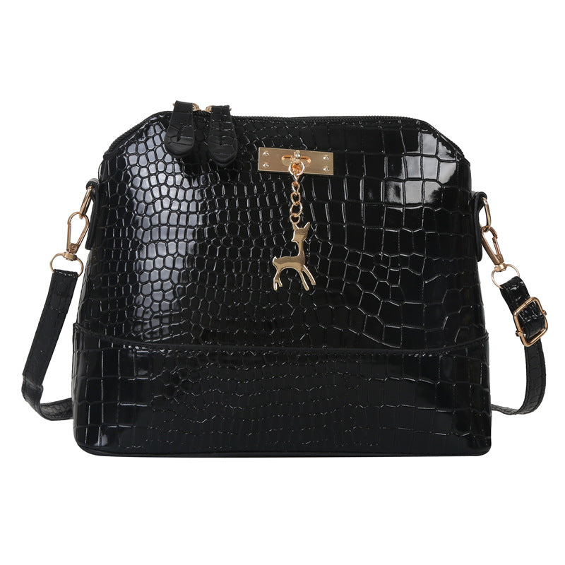 Shell-Shaped PU Leather Crossbody Bag - Large Capacity Solid Color Shoulder Bag