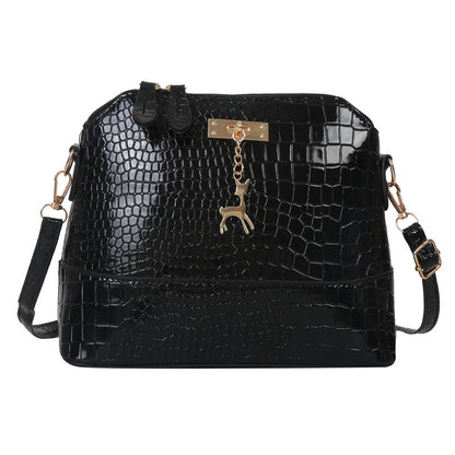 Shell-Shaped PU Leather Crossbody Bag - Large Capacity Solid Color Shoulder Bag
