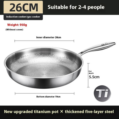 Pure Titanium Frying Pan - Uncoated Non-Stick Cookware with Glass Lid