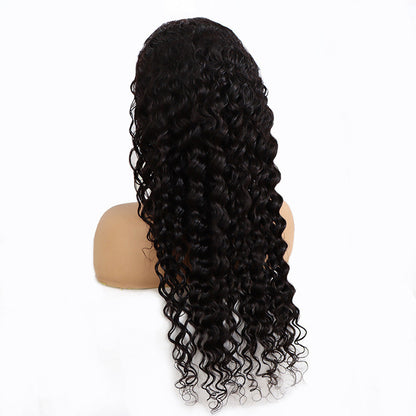 Real Human Hair Wig 13x4 Lace Deep Rolled Wavy - Natural Hair Mechanical Hand Weaving