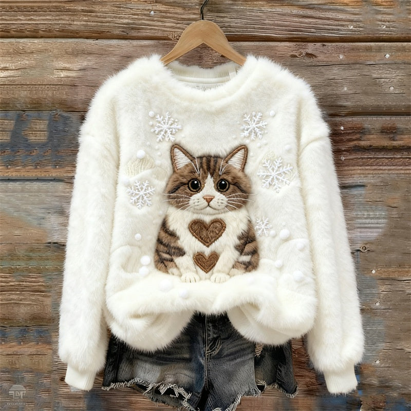 3D Digital Printed Christmas Sweater - Women's Crew Neck Long Sleeve