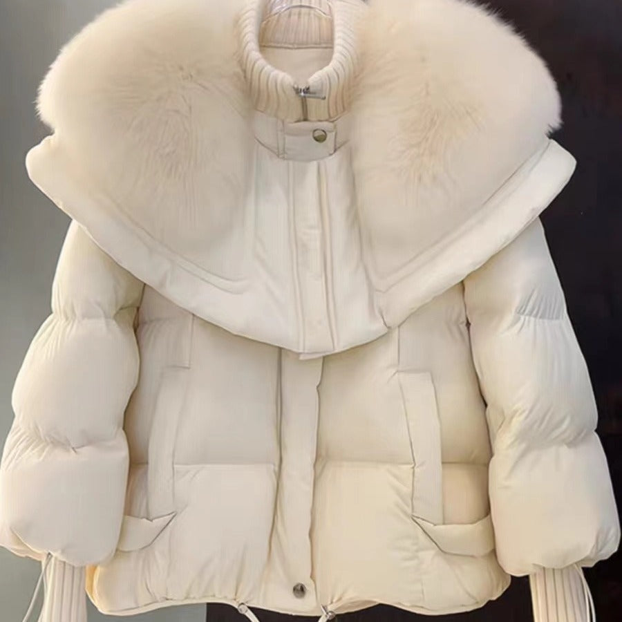 Women's Faux Fur Collar Parka Coat - Thickened Cotton Winter Jacket