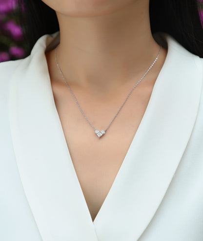 Love In The Present Moissanite Necklace - S925 Sterling Silver Platinum Plated Pendant