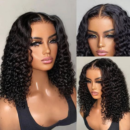Human Hair Water Wave Bob Wig - Frontal Lace Wig