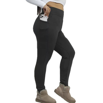 Fleece-Lined Padded Warm Pencil Pants - Tapered Cropped Trousers
