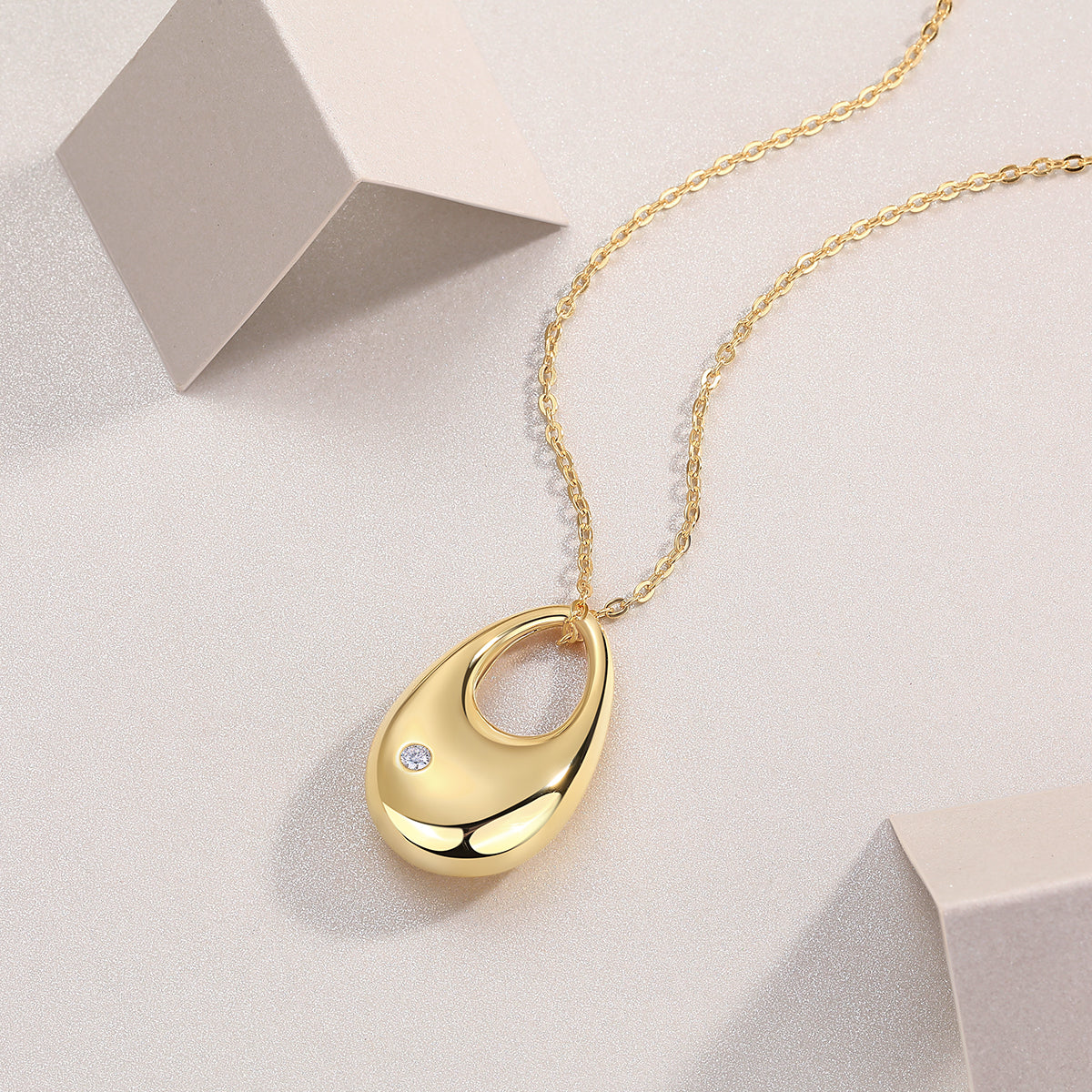 Moissanite Pendant Necklace Set - S925 Sterling Silver Gold Plated