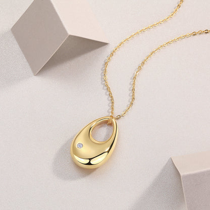 Moissanite Pendant Necklace Set - S925 Sterling Silver Gold Plated