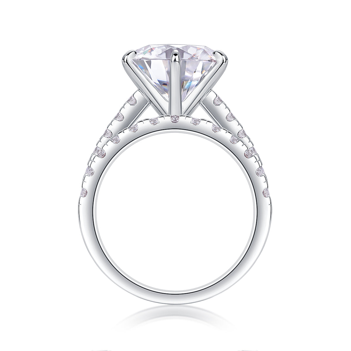 5 Carat Moissanite Sterling Silver Ring - Platinum Plated Wedding Band