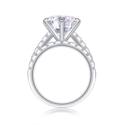 5 Carat Moissanite Sterling Silver Ring - Platinum Plated Wedding Band
