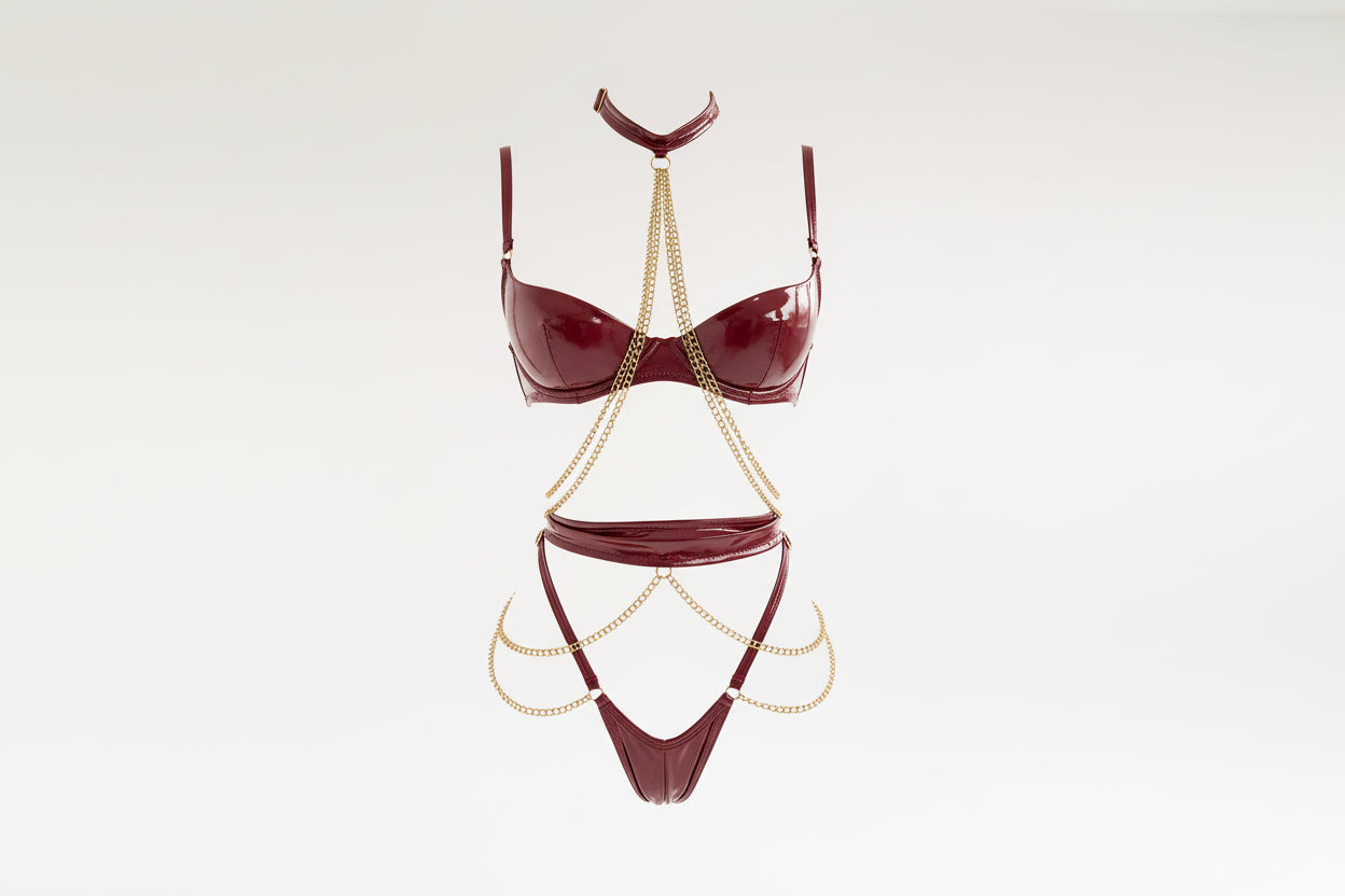 Women's Chain Strap Lingerie Set - Delicate Halter Top and Brief Set
