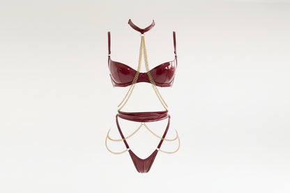 Women's Chain Strap Lingerie Set - Delicate Halter Top and Brief Set