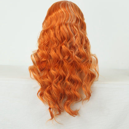 Front Lace Matte Chemical Fiber Wig - European Fashion Mixed Color Mid-Length Curly Hair