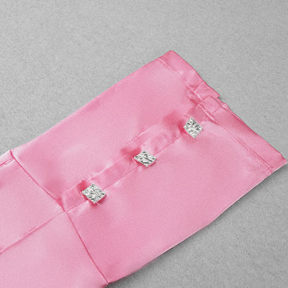 Diamond Sling Satin Jumpsuit - High Waist Sleeveless Rhinestone Romper