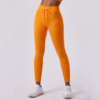 Women's High-Waisted Butt-Lifting Yoga Pants - Quick-Dry Athletic Leggings with Drawstring