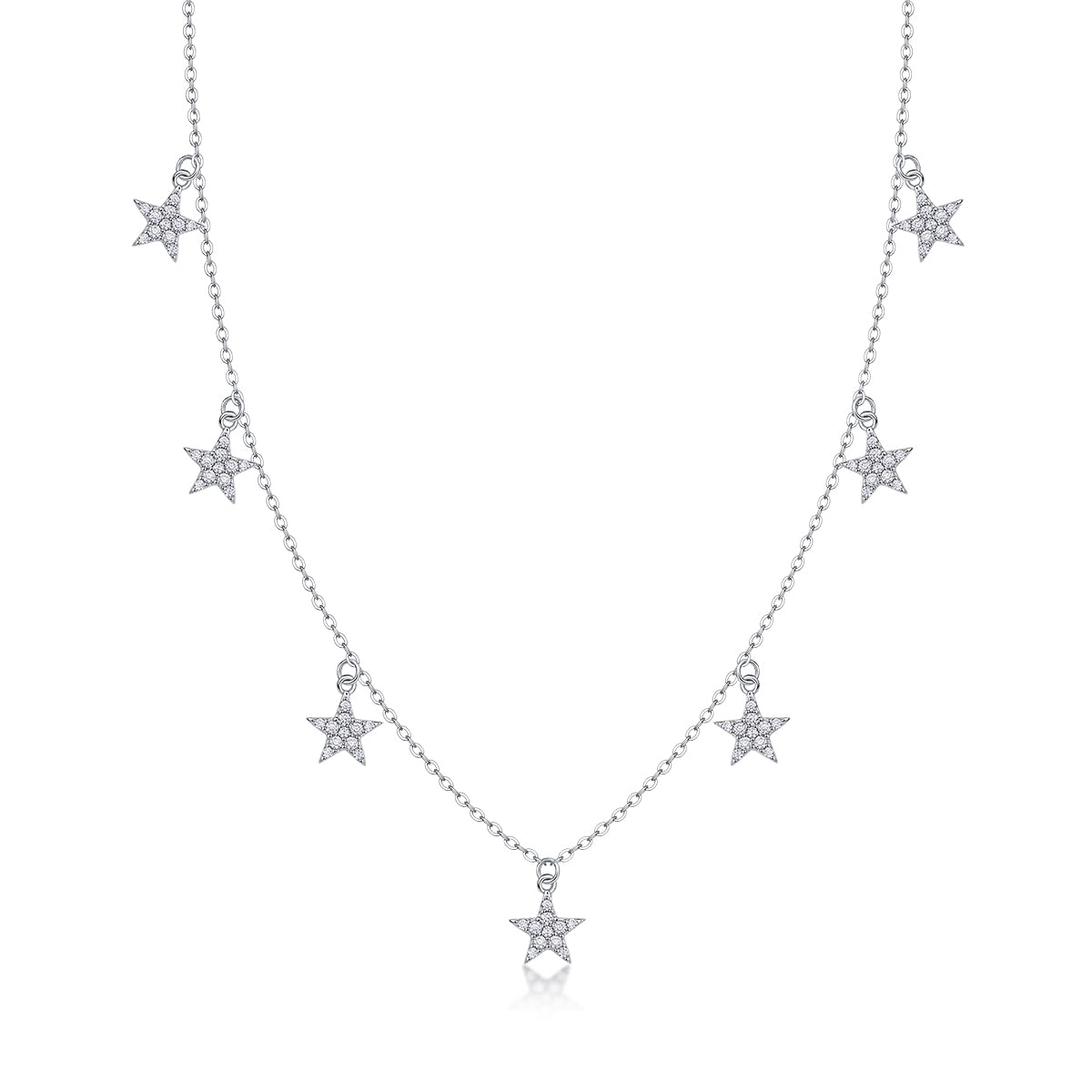 Star Moissanite Pendant Necklace - S925 Silver Platinum Plated Light Luxury Jewelry
