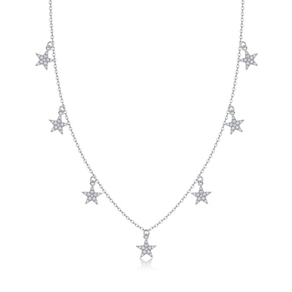 Star Moissanite Pendant Necklace - S925 Silver Platinum Plated Light Luxury Jewelry