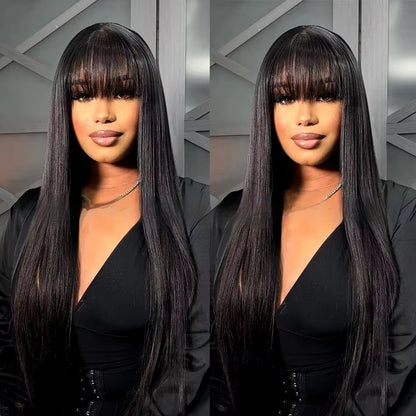 Natural Color Full Lace Human Hair Wig - Machine Made Construction