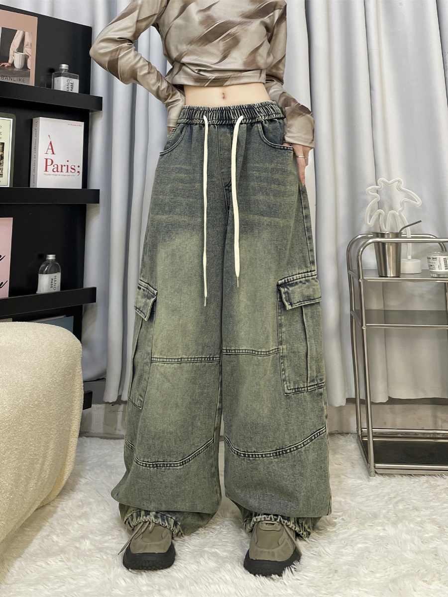 Women's American Retro Wide-Leg Jeans - High Waist Denim Pants