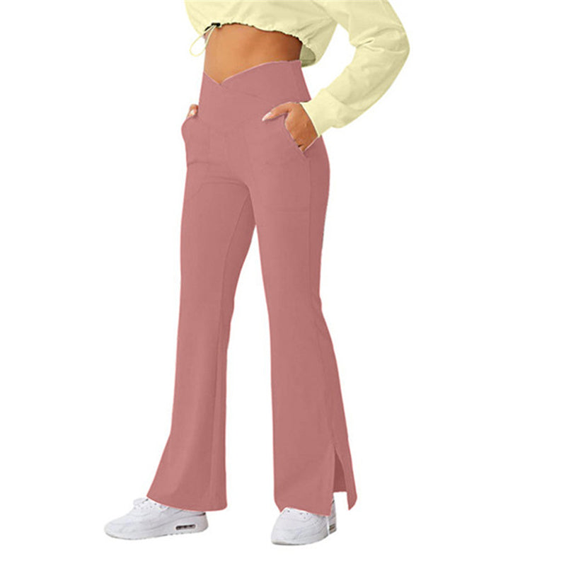 Women's High-Waist Stretch Flare Pants - Nylon Hip-Lifting Skinny Trousers