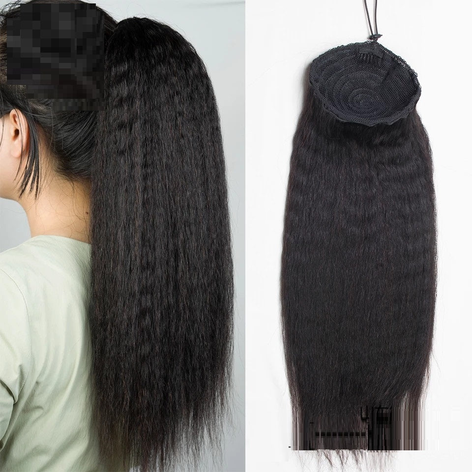 Ladies Bandage Real Hair Ponytail - Hand-Woven Human Hair Piece Extension