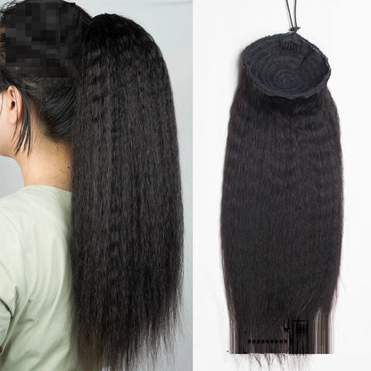 Ladies Bandage Real Hair Ponytail - Hand-Woven Human Hair Piece Extension