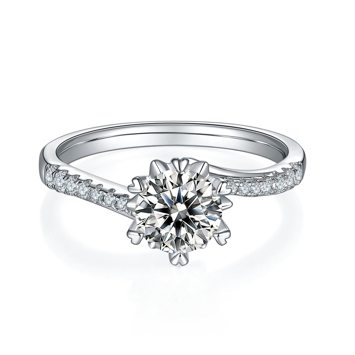 1 Carat Moissanite Sterling Silver Wedding Ring - Platinum Plated