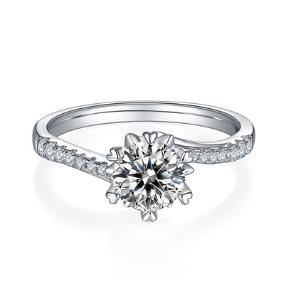 1 Carat Moissanite Sterling Silver Wedding Ring - Platinum Plated