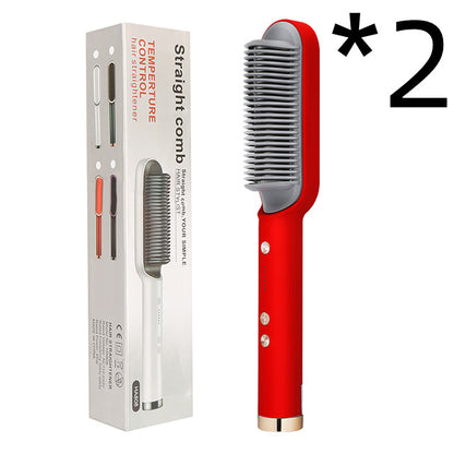 2-in-1 Hair Straightener & Curling Comb | Tourmaline Ceramic | Negative Ion Electric Hair Brush