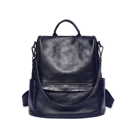 Women's Genuine Leather Anti-Theft Backpack - Luxury Travel Bag with Laptop Compartment