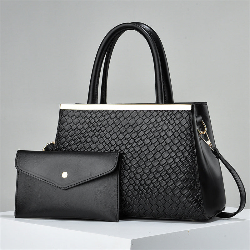 2-in-1 Structured Tote Handbag with Shoulder Strap - Women's Fashion PU Leather Bag