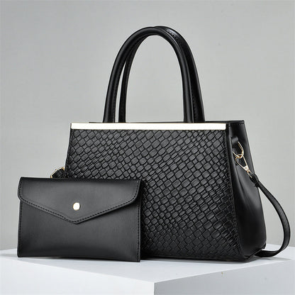 2-in-1 Structured Tote Handbag with Shoulder Strap - Women's Fashion PU Leather Bag