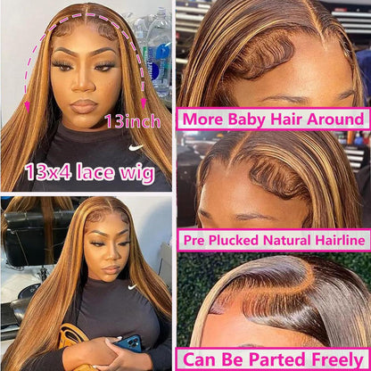 Long Straight Lace Front Human Hair Wig - Real Hair