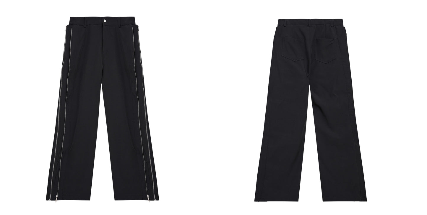 Double Layer Zipper Pants - Modern Deconstructed Design Casual Trousers