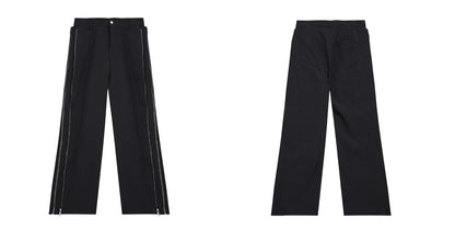 Double Layer Zipper Pants - Modern Deconstructed Design Casual Trousers