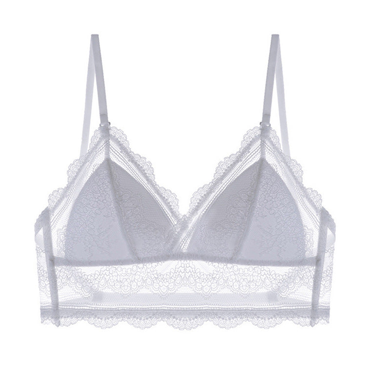 Seamless Lace Bra - Soft 3/4 Cup with Detachable Straps and Low Back Design