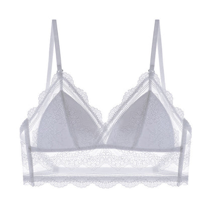 Seamless Lace Bra - Soft 3/4 Cup with Detachable Straps and Low Back Design