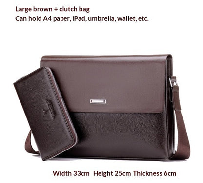 Large-Capacity PU Leather Crossbody Bag - Business & Casual Style
