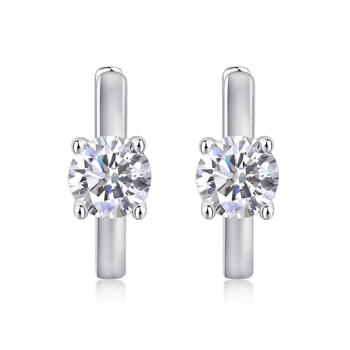 Moissanite Heart Stud Earrings - 0.5 Carat S925 Sterling Silver Platinum Plated