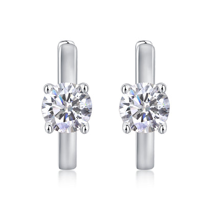 Moissanite Heart Stud Earrings - 0.5 Carat S925 Sterling Silver Platinum Plated