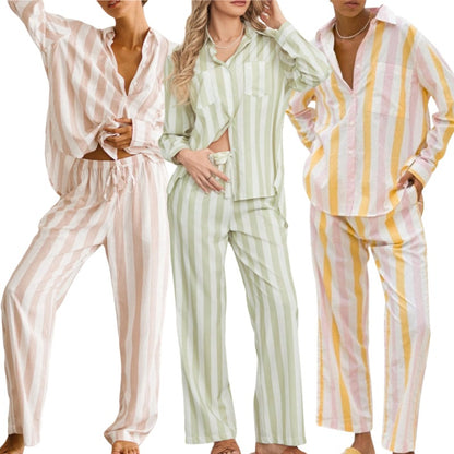 Women's Simple Loose and Comfortable Loungewear Pajamas - Cardigan Style Sleepwear Set